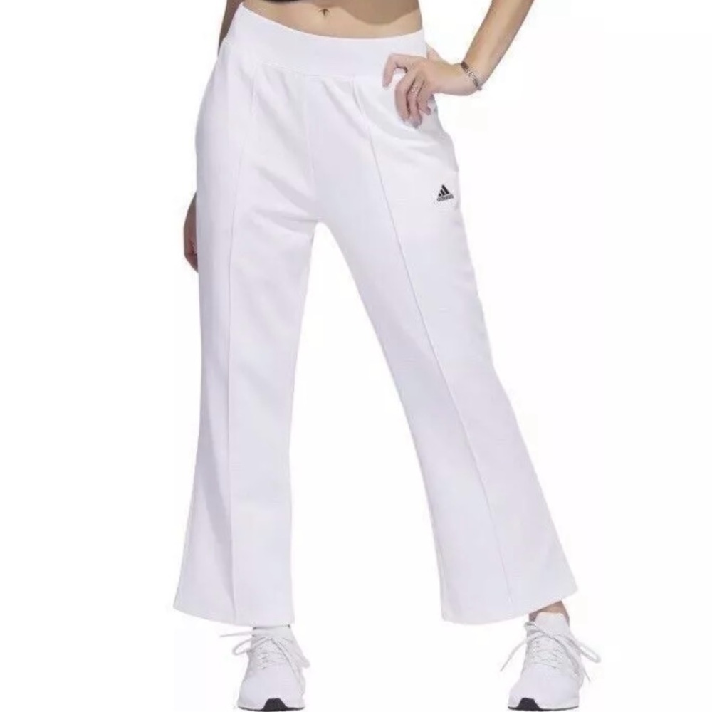 NWT Adidas Xpress IB1355 Women's White Flare Wide Leg Sweat Warm Up Pant Size L